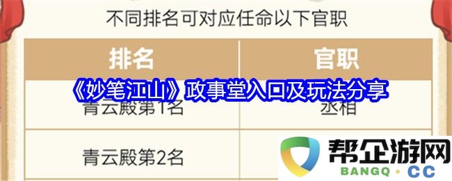 《妙笔江山》政事堂的详细入口及玩法解析攻略