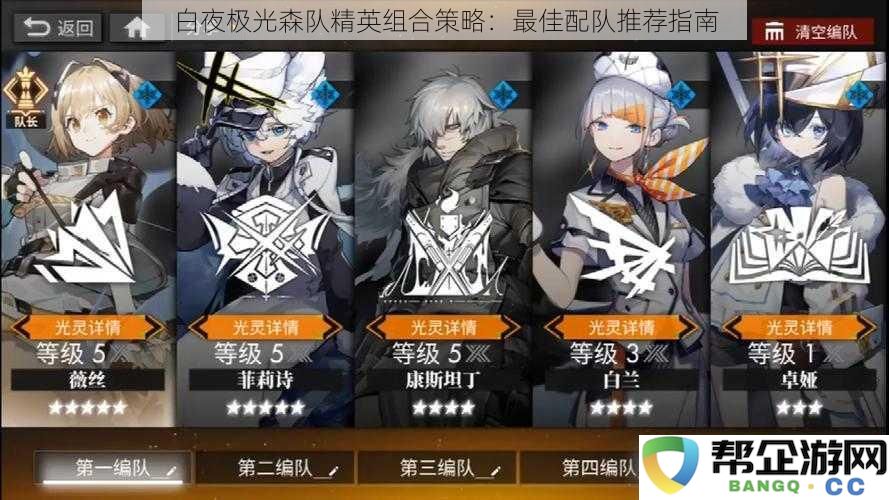 白夜极光森队精英组合战术：最优配队推荐与攻略指南