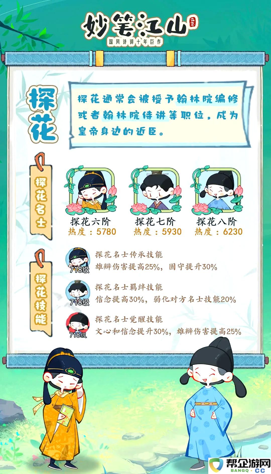 《妙笔江山》中各位名士的品级详细解读与介绍