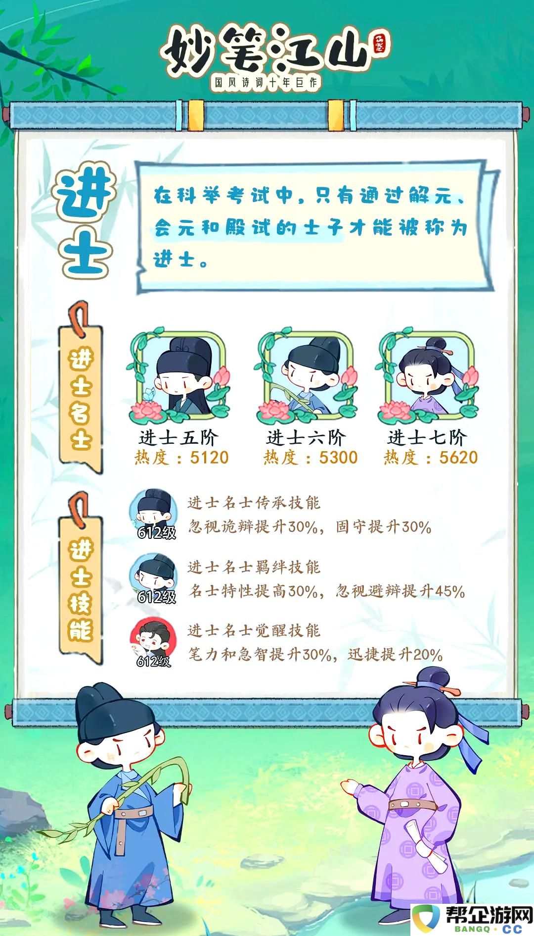《妙笔江山》中各位名士的品级详细解读与介绍