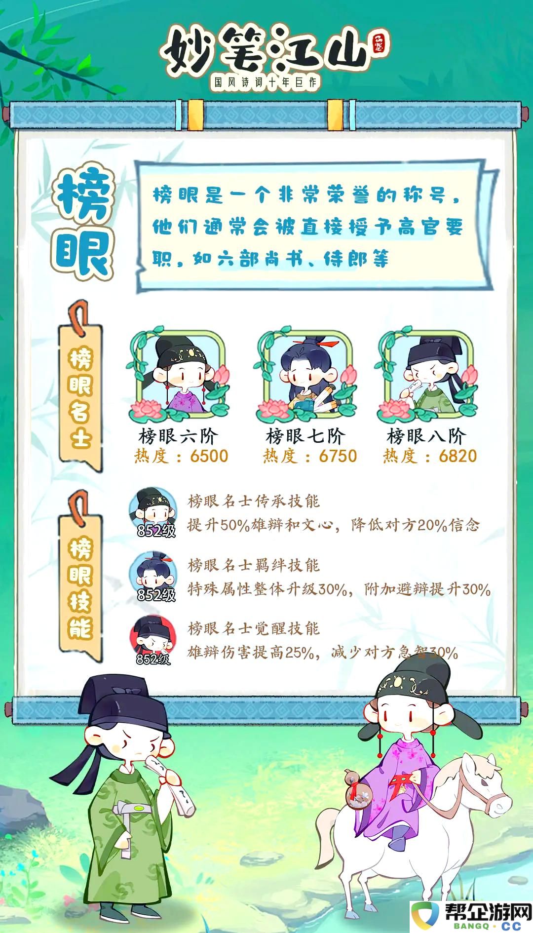 《妙笔江山》中各位名士的品级详细解读与介绍