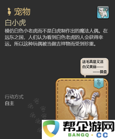《最终幻想14：水晶世界》中获得白小虎宠物的详细攻略与方法